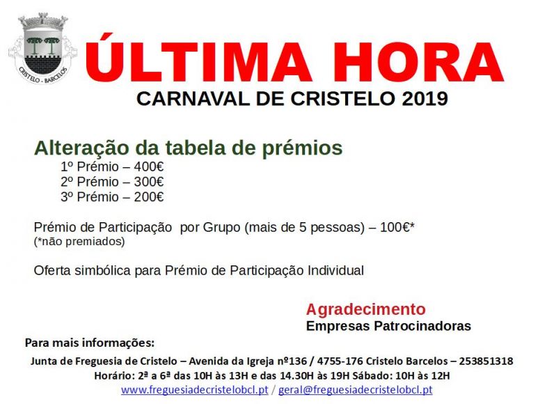 Carnaval de Cristelo 2019 - última hora