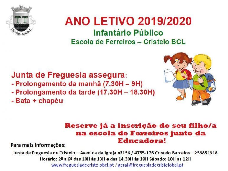 Inscrições Jardim de Infância da Escola De Ferreiros (Público)