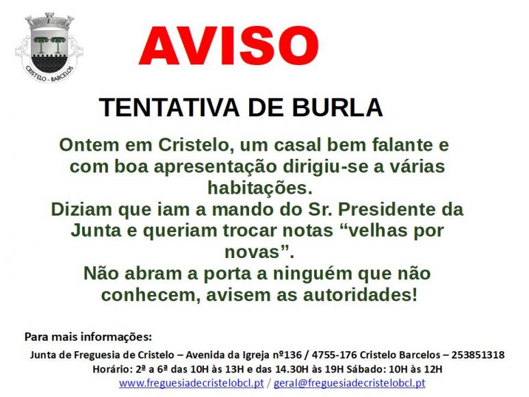 Aviso - Tentativa de Burla